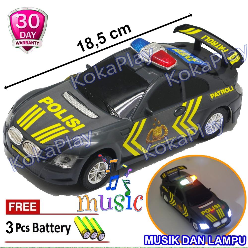 KokaPlay Indonesian Police Bump And Go Sports Car Mainan Anak Mobil Mobilan Polisi Republik Indonesia Satlantas Patroli Musik Lampu + Free 3 Baterai