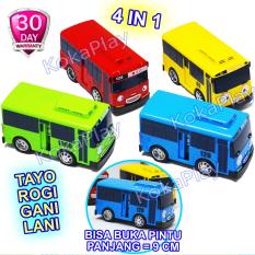 KokaPlay Tayo Little Bus 4 in 1 Set Open Slide Door Big Size Pullback Action Mainan Anak Edukasi Bis Tayo Buka Pintu Lani Gani Rogi