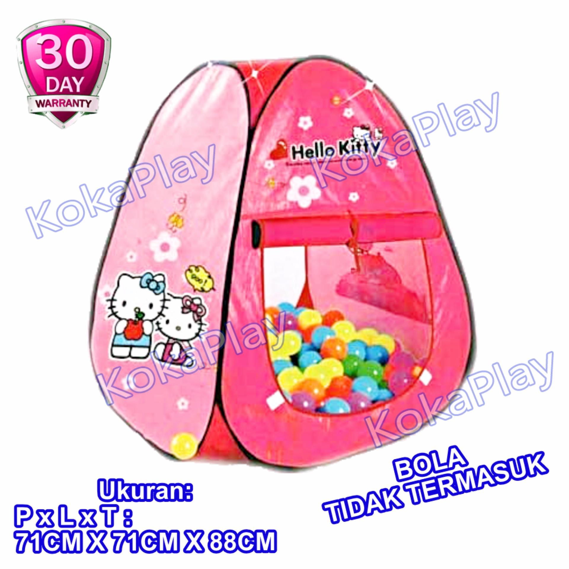 KokaPlay Triangle Mini Tent Mainan Anak Tenda Camping Indoor Segitiga Karakter Hai Cute Kitty Pink