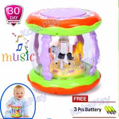 KokaPlay Wonderland Merry Go Round Music Mini Drum Baby Toys Mainan Drum Set Mini Musik Piano Lampu Lagu Bayi Anak Komidi Putar + Free 3 Baterai