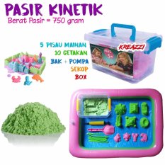 Kreazzi Paket Pasir Kinetik Hijau 750 Gram + Aksesoris - Play Sand Mainan Edukasi