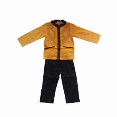 L Nice Koko Boys Set Baju Koko Anak Atasan Kuning Celana Hitam