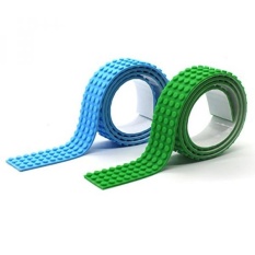 LattoGe Block Tape 2 Gulungan untuk Kids Lego Angka Meja Mainan Self-Adhesive Baseplate Pelat Dinding Meja Natal Ulang Tahun Perlengkapan Dekorasi Kamar Seni (4 STUDS (Hijau + Biru Muda)) -Intl