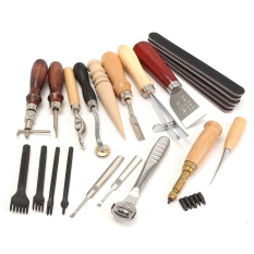 Kerajinan Kulit Punch Tools Kit Jahitan Ukir Bekerja Jahit Pelana Groover 18-Internasional