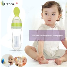 Leegoal 90 Ml Silicone Squeeze Sendok Makan Bayi Botol Silikon Makan Sendok Minum Obat Sendok (Kuning)-Intl