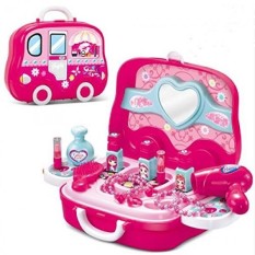 Life-tandy Membuat Hingga Kotak Mainan Set untuk Bayi Gadis Kecil Miniatur Plastik Rambut Pengering Sisir Kalung Gelang Cincin berpura-pura Bermain Anak Perlengkapan untuk Hadiah Natal-Internasional