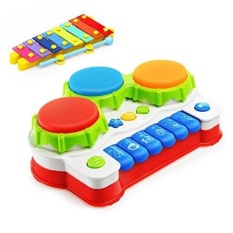 Cinta & Mini Ulang Tahun Hadiah Piano Musik Keyboard Tangan Drum Mainan dengan Lampu Blitz untuk Anak-anak Early Learning-Internasional
