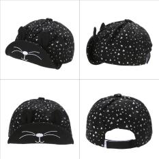 Topi Memuncak Katun Matahari Bayi Topi Bisbol Kartun Bagus (Hitam)-Intl