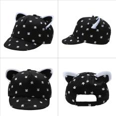 Lovely Cat Sunhat Bayi Bisbol Kartun Memuncak Cap (Hitam)-Intl
