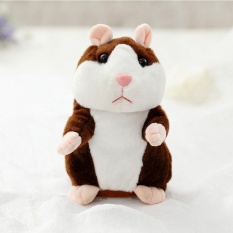 Lovely Talking Plush Hamster Toy, Can Change Voice, Record Sounds, Nod Head or Walk, Early Education for Baby, Different Size for Choice Style:deep brown and nodding Height:18cm - intl