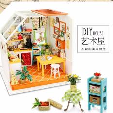 Lynx DIY Kitchen Set House Miniatur Model Home Decor With LED Furniture