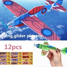 Solatube Mainan Lucu Mutakhir 12 Pcs DIY Tangan Melemparkan Pesawat Terbang Layang Model Anak Permainan Outdoor