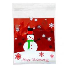 MagiDeal 100 Xmas Snowman Bakery Kue Permen Gift Soap Favor Cello Perekat OPP Casing-Intl