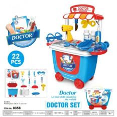 Mainan Anak Dokter-Dokteran Playing Role Doctor Set Trolley 22 pcs Blue