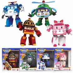Lynn Design - Mainan Anak Poli Robocar (4 pcs) 1 Set Transformer Mobil Robot