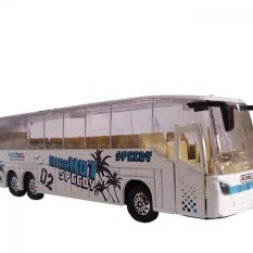 Mainan Kendaraan Mobil Mobilan Bis Mini Anak - Die Cast Metal New Bus MK-3 ( White )