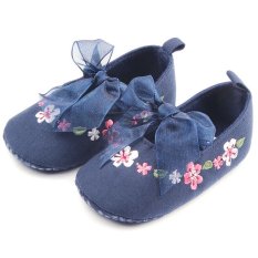 Bayi Kapas Sepatu Navy Kupu Kupu-kupu Leisure Bersulam Sepatu Lembut Nyaman Bernapas Sepatu-Intl