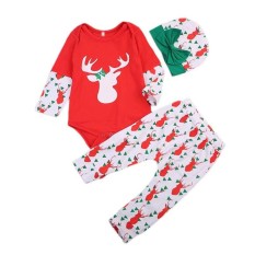 Bayi Yang Baru Lahir Bayi Anak Laki-laki/Perempuan Hari Natal Romper Jumpsuit Pakaian Celana Baru-Internasional