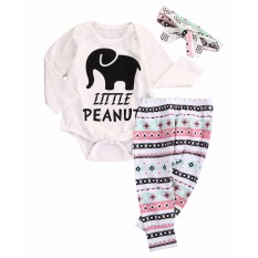 Bayi Yang Baru Lahir Bayi Laki-laki Perempuan Pakaian Animal Print Baju Monyet + Celana Legging Pakaian Set (Hadir Headband)-Intl