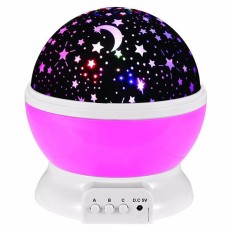 Lampu Malam Bintang LED Starlight Bintang Proyeksi Bulan Ringan Starlight Otomatis Putar Bor Warna Lampu Kt Ding Lampu # Merah Muda -Internasional