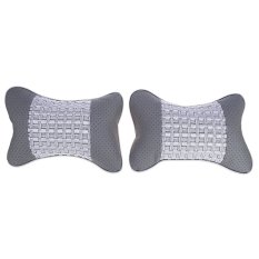 Satu Pasang Bernapas Mobil Bekas Mobil Headrest Head Neck Cushion Fourseason Umum Bantal Pad (Abu-abu)-Intl