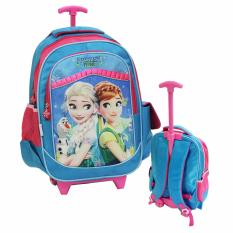 Onlan Trolley Bag school SD Motif Frozen Bahan Saten - Blue