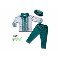 Ozuka setelan baju muslim koko anak list hijau