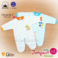 Baju Bayi 2pcs BABY LEON 100% Katun BC-02 White Random MOTIF Jumsuit Kaki Tutup / Pakaian Bayi / Baju bayi perempuan laki laki / Baju bayi set NEW BORN / Baju Tidur anak / Baju tidur bayi / perlengkapan bayi