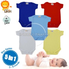 BABY LEON Baju Bayi Jumsuit 5pcs BC-01 seri cowok Newborn / 100% katun / Pakaian bayi / baju bayi laki laki baju bayi perempuan / perlengkapan bayi / jumper / baju set bayi newborn / kaos bayi