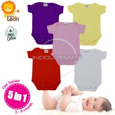 BABY LEON Baju Bayi Jumsuit 5pcs BC-01 seri cewek Newborn / 100% katun / Pakaian bayi / baju bayi laki laki baju bayi perempuan / perlengkapan bayi / jumper / baju set bayi newborn / kaos bayi