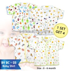 Baju Bayi 100% Katun 4 PCS BC-03 RANDOM MOTIF Lengan pendek / Baju bayi perempuan laki laki / Pakaian Bayi / Baju anak perempuan / perlengkapan bayi / baju newborn / Baju bayi baru lahir