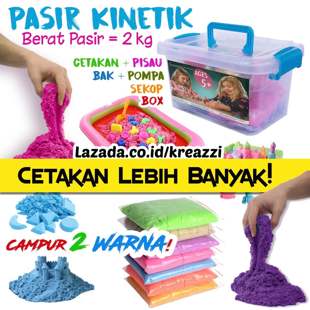 Paket Pasir Kinetik 2 KG + Aksesoris - Play Sand Mainan Edukasi