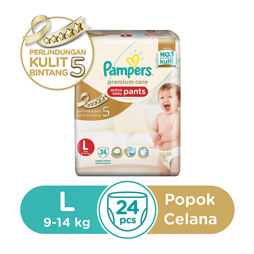 Pampers Popok Celana Size L-24 Premium Care - Popok Bayi