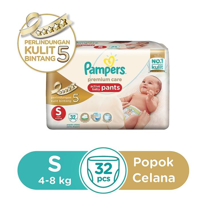 Pampers Popok Celana Size S-32 Premium Care - Popok Bayi