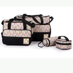 perlengkapan baju bayi tas bayi import tas pergi bayi tas untuk balita lazada tas bayi tas tas baby tas perlengkapan bayi yang bagus tas anak balita tas pakaian anak Tas Bayi Hitam Polka 5 IN 1