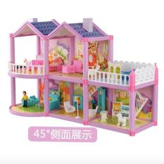 Pink Girls Dream Villa DIY Doll House Decors for Barbie 3D Play Set Toys (Pink) - intl