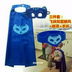 TIMMY PJ Mask Topeng+Jubah+Gelang Biru (Cat Boy)