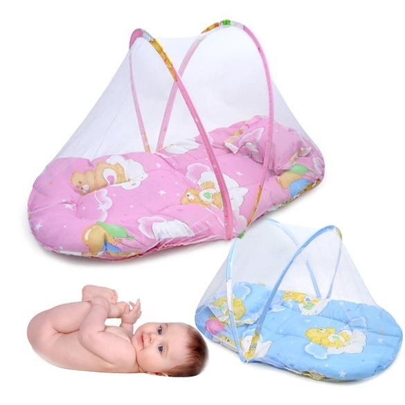 Tempat Tidur Bayi Portabel Crib Folding Kelambu Bayi Cushion Kasur Bantal-Intl