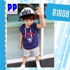 Premium Pastel Setelan Pendek Kaos Katun Model Kutung Biru 81808