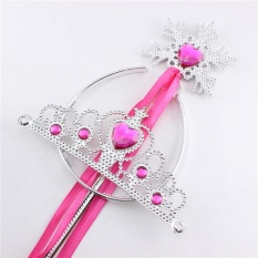 Putri Gaun Up Aksesoris Tiara Crown dan Kepingan Salju Wand Set Anak Cosplay Aksesoris-Intl