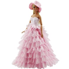 Putri Malam Pesta Pakaian Baju Gaun Outfit untuk Boneka Barbie dengan Topi-Internasional