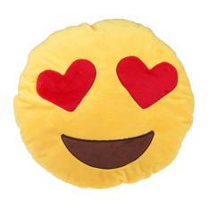 Q Bentuk Emoticon Kuning Bantal Boneka Bantal Bulat Model Mainan Mata Hati