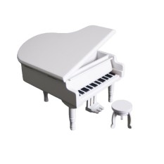 Retro Wind-Up Wooden Piano Musical Box.Wooden Simulation Music GiftBox.Love Story Musical Box.White Box With Silvery Musical Movement - intl