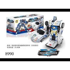 RKJ Mainan Batere Robot Transform Car Berubah Bentuk Mech Pioneer 8990 - Putih