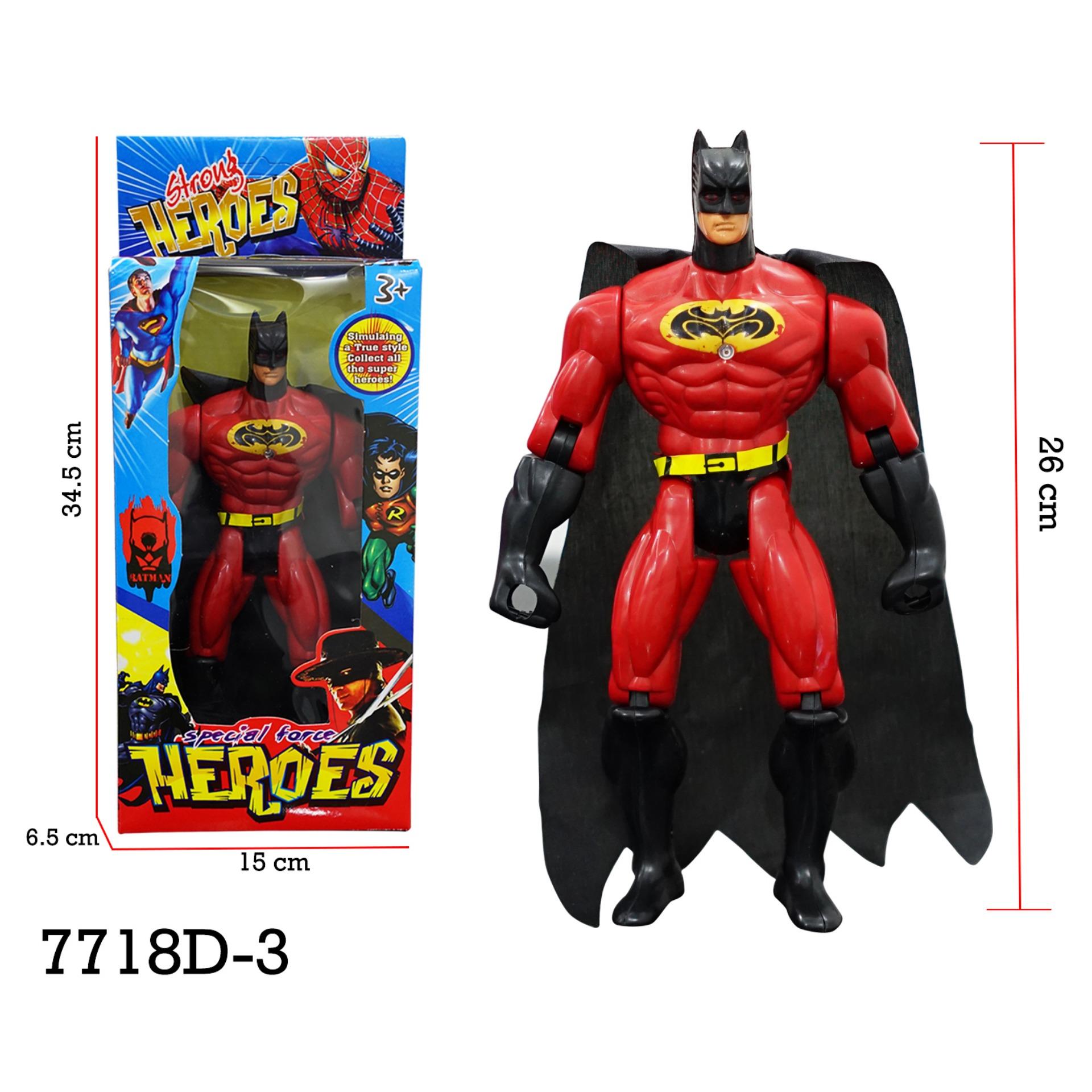 RKJ Mainan Anak Robot Theroes Batman Merah with Lights 7718D-3