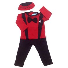 Roman Set Koko Bayi Muslim Tuxedo Red 6Month-2Tahun