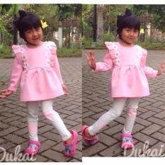 Roman Setelan Peplum Legging Pink Bayi Anak 1-3Y