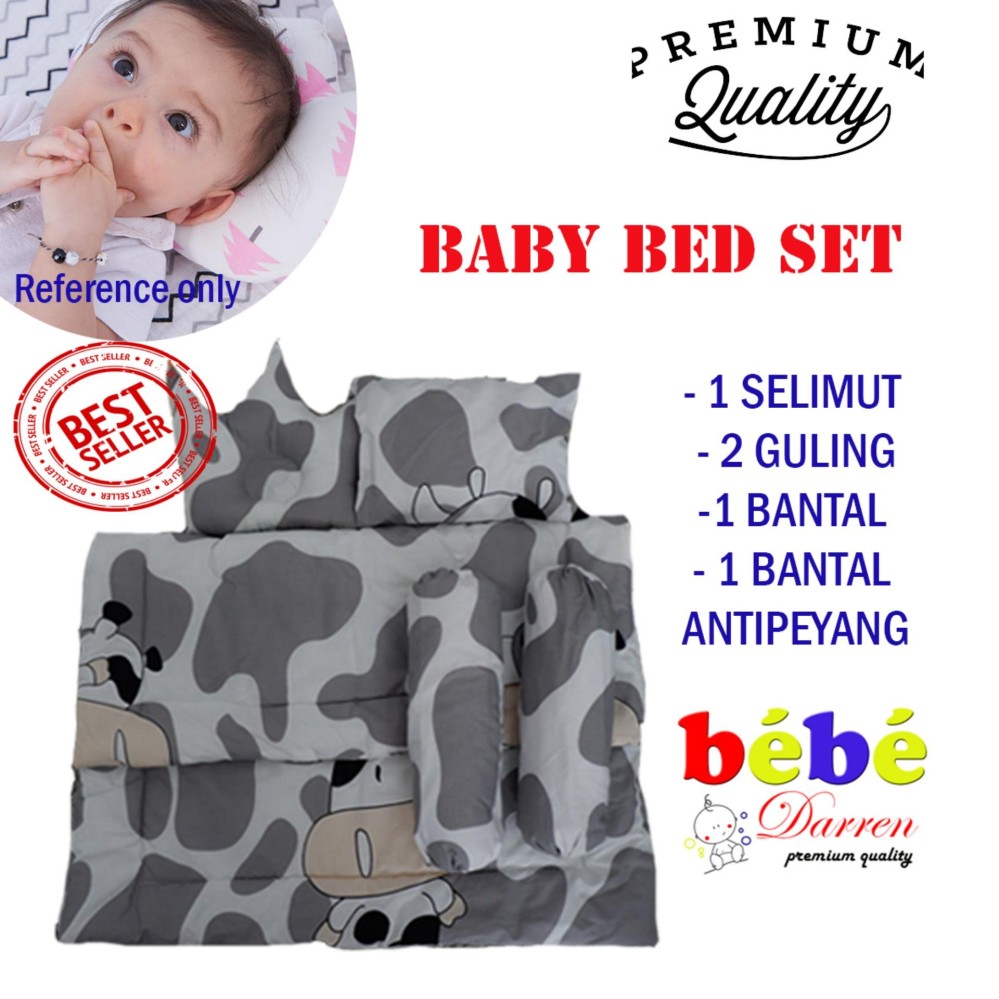 Sarung Lepas Baby Bed Set Bedcover Selimut bayi Bantal peyang Crown Mahkota Guling- COW