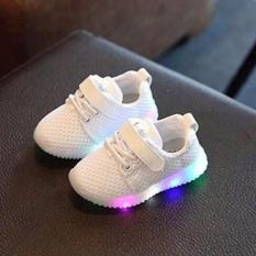 SEPATU KETS ANAK LED TERKEREN TERMURAH SEPATU VELCRO LED WHITE