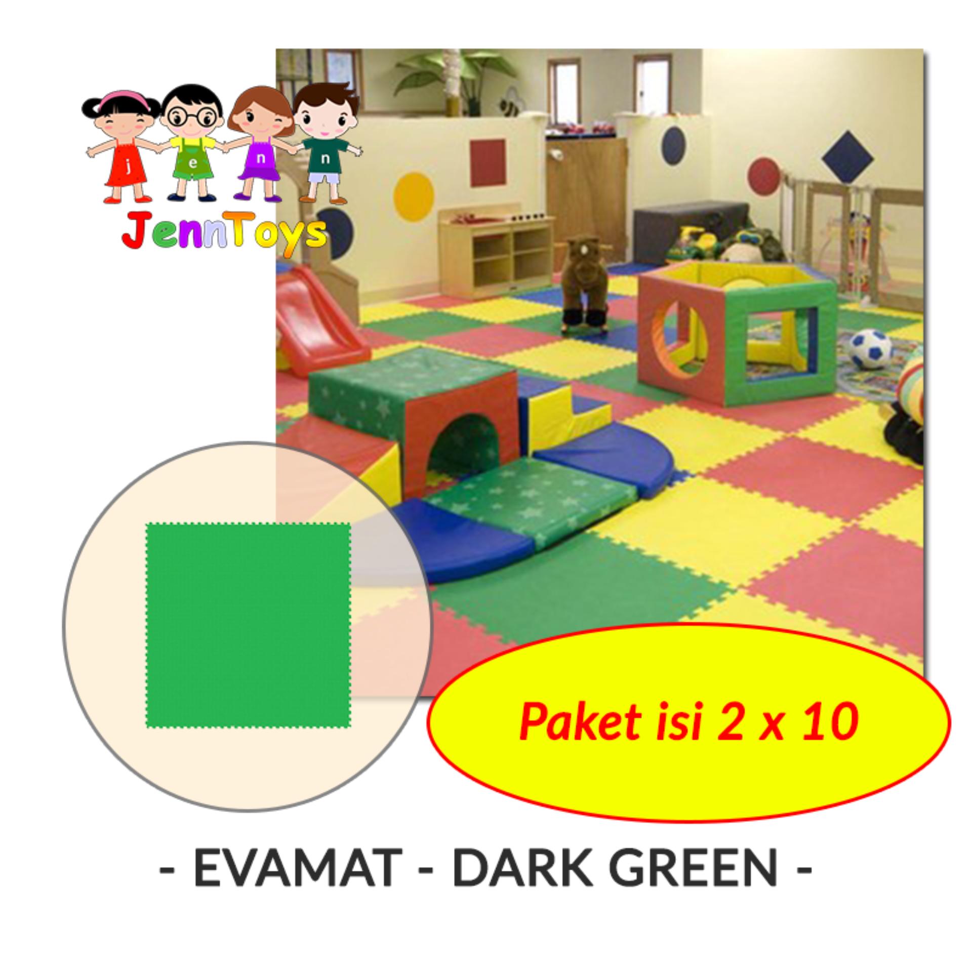 SET (2 pack x 10 lembar) Evamat - Polos / Matras / Tikar / Karpet / Puzzle Alas Lantai Evamat - Dark Green